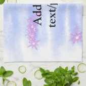 青シンプル色ピンクの水色テキスト名を追加する キッチンタオル (折り畳み)