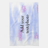 青シンプル色ピンクの水色テキスト名を追加する キッチンタオル (縦)