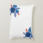 青シンプル花ベクターデザイン アクセントクッション (裏面(縦))