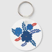 青シンプル花ベクターデザイン キーホルダー (正面)