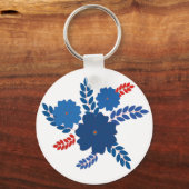 青シンプル花ベクターデザイン キーホルダー (正面)