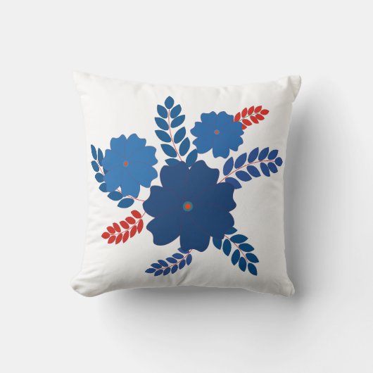 青シンプル花ベクターデザイン クッション (正面)