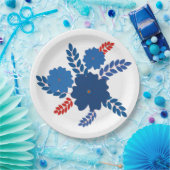 青シンプル花ベクターデザイン ペーパープレート (パーティー)