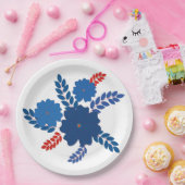 青シンプル花ベクターデザイン ペーパープレート (パーティー)