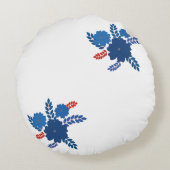 青シンプル花ベクターデザイン ラウンドクッション (裏面)