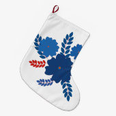 青シンプル花ベクターデザイン ラージクリスマスストッキング (正面 (吊り時))