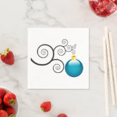 青スタイリッシュいクリスマス飾り スタンダードカクテルナプキン (インサイチュ)