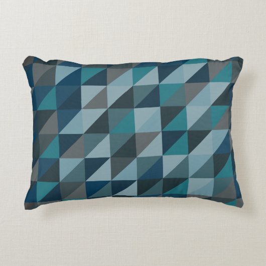 青スタイリッシュいジグラデーションオメトリパターン アクセントクッション (正面)