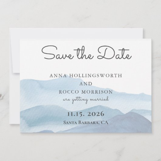 青スタイリッシュい山の水の色の日付を保存 セーブザデート (正面)