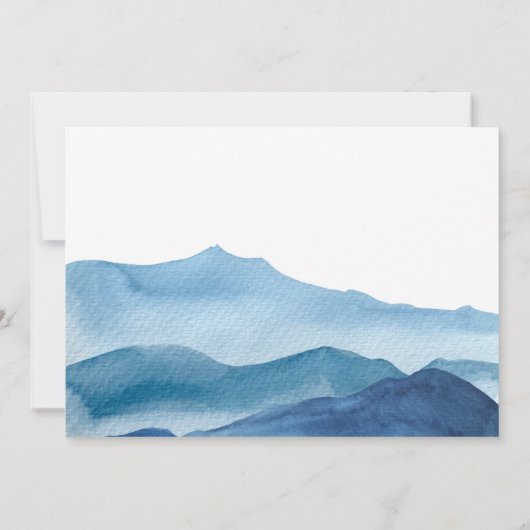 青スタイリッシュい山の水の色の日付を保存 セーブザデート (裏面)