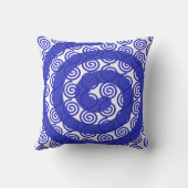 青スタイリッシュい緩和曲線と白 クッション (裏面)