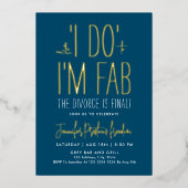 青スタイリッシュい離婚別の自由なパーティー素晴らしい 箔招待状 (正面)