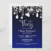 青スタイリッシュい30歳の誕生日パーティー 招待状 (正面)