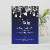 青スタイリッシュい30歳の誕生日パーティー 招待状 (スタンド正面)