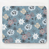 青スタイリッシュとバラの繊細な花柄 マウスパッド (正面)