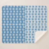 青スタイリッシュと白のギリシャの花のパターン シェルパブランケット (正面(横))