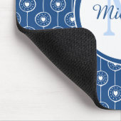 青スタイリッシュと白のハートモノグラム マウスパッド (コーナー)