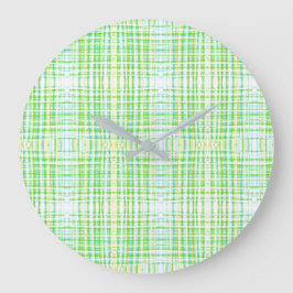 青スタイリッシュと緑の格子時計 ラージ壁時計