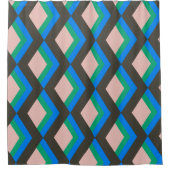 青スタイリッシュと緑モダンの中世の文様 シャワーカーテン (正面)