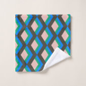 青スタイリッシュと緑モダンの中世の文様 バスタオルセット (ウォッシュタオル)