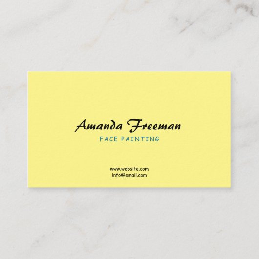 青スタイリッシュと黄のパーティー顔画家 名刺 (裏面)