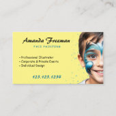 青スタイリッシュと黄のパーティー顔画家 名刺 (正面)