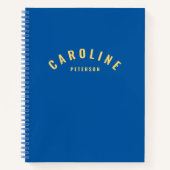 青スタイリッシュと黄色の半円名モノグラム ノートブック (正面)
