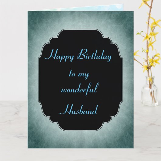 青スタイリッシュと黒のハッピーバースデー夫 カード (黄色い花)