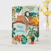 青スタイリッシュインテリア植物パンター園芸用 カード (黄色い花)