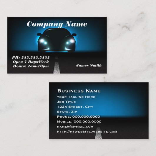 青スタイリッシュエレガント自はっきりした動車欧州連合国 名刺 (正面/裏面)