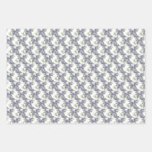 青スタイリッシュオダマキ（植物）フローラ水彩包み ラッピングペーパーシート (正面2)