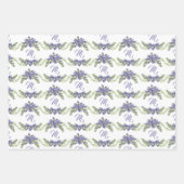 青スタイリッシュオダマキ（植物）フローラ水彩包み ラッピングペーパーシート (正面)