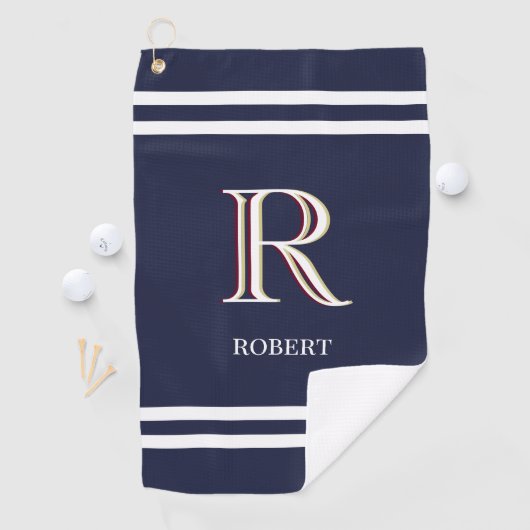 青スタイリッシュカスタムパーソナライズされたモノグラム名 ゴルフタオル (インサイチュ)