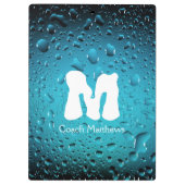 青スタイリッシュカッコいい水がモノグラムで滴る クリップボード (裏面)
