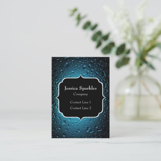 青スタイリッシュカッコいい水がモノグラムで滴る 名刺 (スタンド正面)