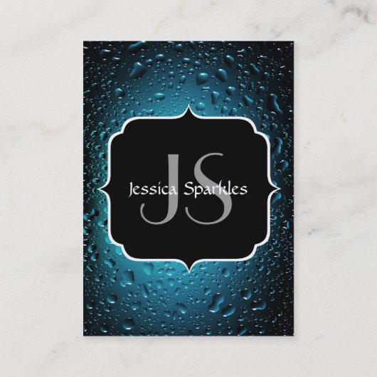 青スタイリッシュカッコいい水がモノグラムで滴る 名刺 (裏面)