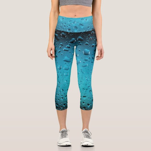 青スタイリッシュカッコいい水が滴る カプリレギンス (正面)
