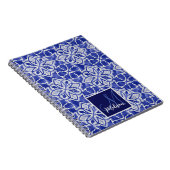 青スタイリッシュガーリー灰色イニシャルモノグラムの ノートブック (右側)