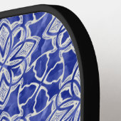 青スタイリッシュガーリー灰色イニシャルモノグラムの ピックルボールラケット (左詳細)