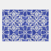 青スタイリッシュガーリー灰色イニシャルモノグラムの ラッピングペーパーシート (正面3)