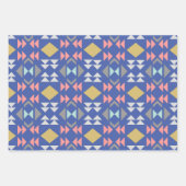 青スタイリッシュクラシックの幾何形状パターン ラッピングペーパーシート (正面)