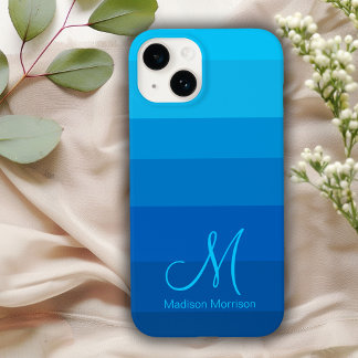 青スタイリッシュグラデーション色ブロックモノグラム Case-Mate iPhone 14ケース