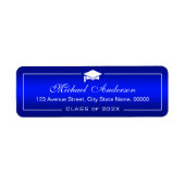 青スタイリッシュグラデーション – 卒業キャップグラード ラベル (正面)