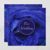 青スタイリッシュバラ結婚ズ 招待状 (正面/裏面)