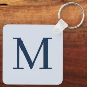 青スタイリッシュパーソナライズされたモノグラムの キーホルダー (裏面)