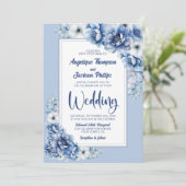 青スタイリッシュフローラ結婚ズ 招待状 (スタンド正面)