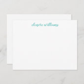 青スタイリッシュモダンエレガントガーリー文字 ノートカード (正面/裏面)