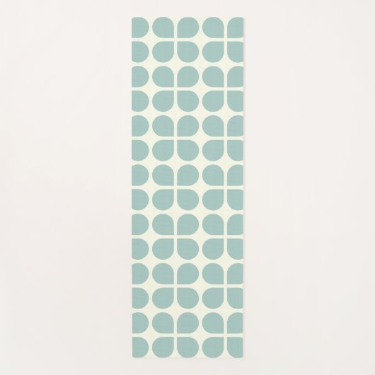 青スタイリッシュモダン灰色の幾何淡い色のパターン ヨガマット (正面)