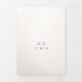 青スタイリッシュモダン結婚色 三つ折り招待状 (カバー)