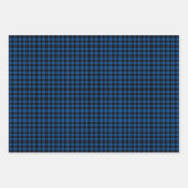 青スタイリッシュモダン黒バッファローチェックのプレイド ラッピングペーパーシート (正面2)